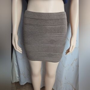 Atmosphere Taupe Textured Knit Mini Skirt